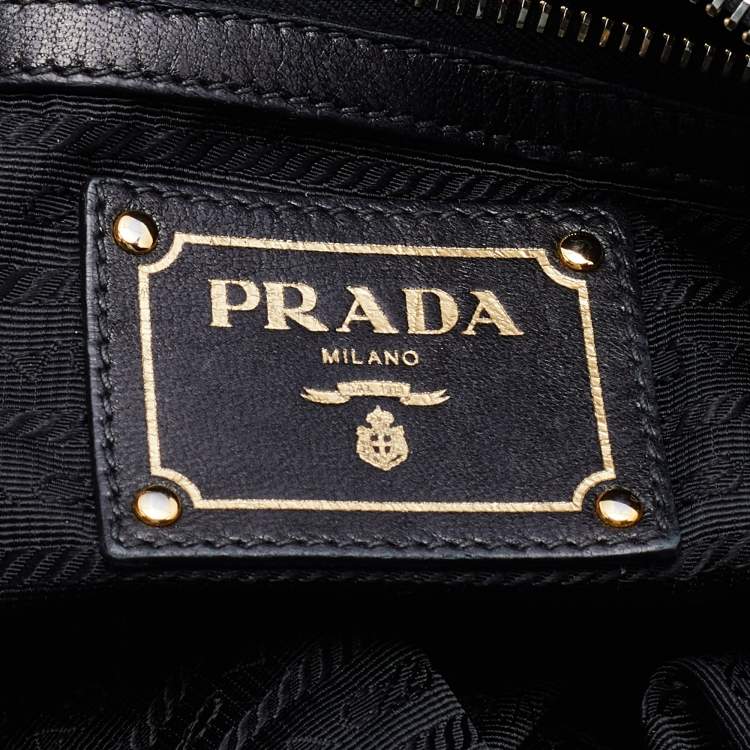 Pre Owned Prada Black Gaufre Leather Hobo