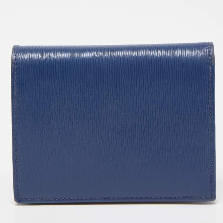 Pre Owned Prada Blue Leather Bifold Wallet