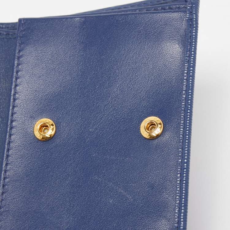 Pre Owned Prada Blue Leather Bifold Wallet