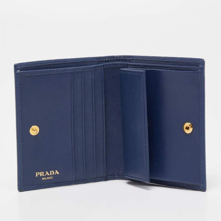 Pre Owned Prada Blue Leather Bifold Wallet