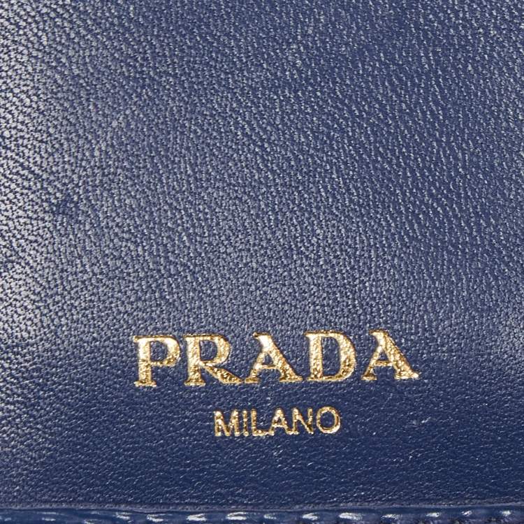 Pre Owned Prada Blue Leather Bifold Wallet
