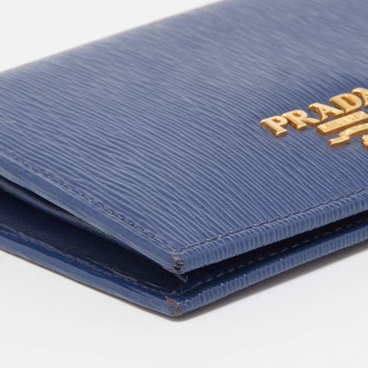 Pre Owned Prada Blue Leather Bifold Wallet