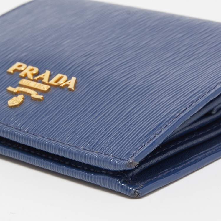 Pre Owned Prada Blue Leather Bifold Wallet
