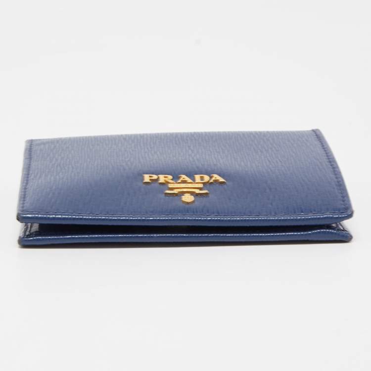 Pre Owned Prada Blue Leather Bifold Wallet