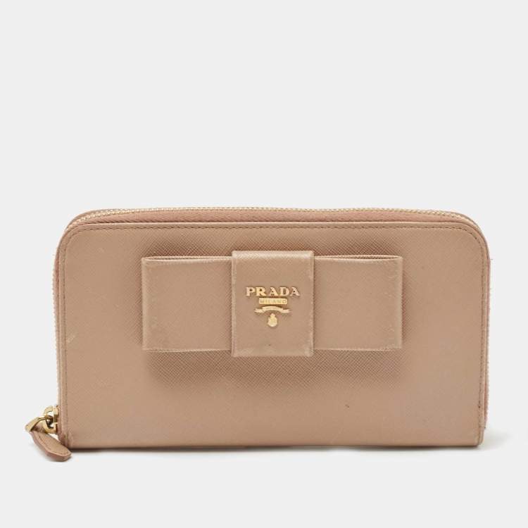 PRADA Small Saffiano Leather Zip Around Wallet Pink- 20% OFF