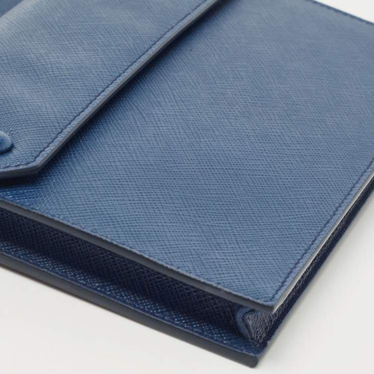 Pre Owned Prada Blue Saffiano Leather Crossbody Bag