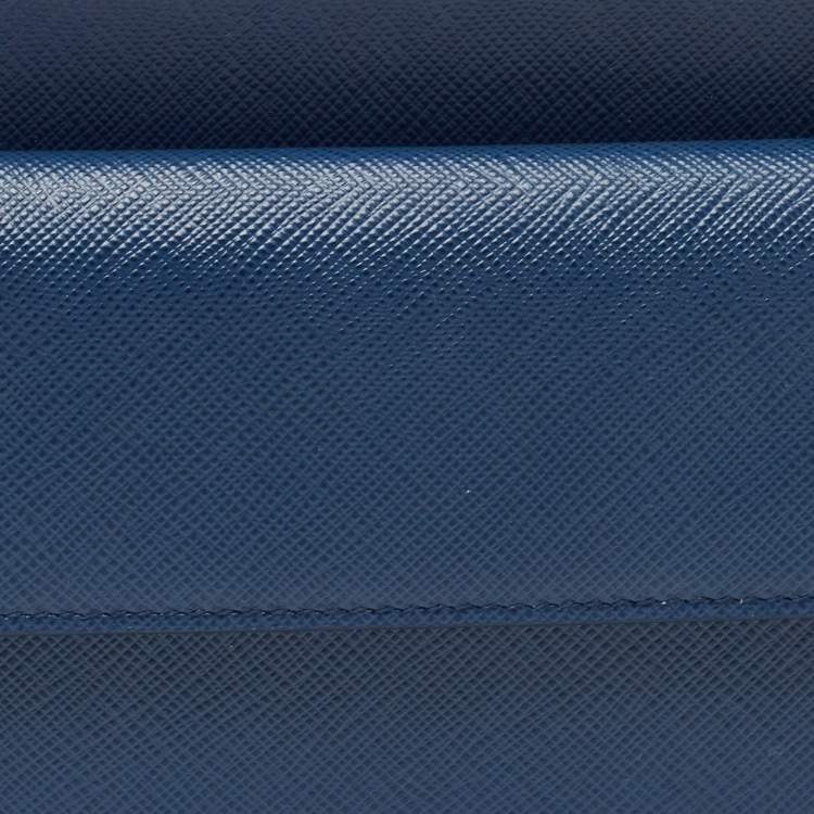 Pre Owned Prada Blue Saffiano Leather Crossbody Bag