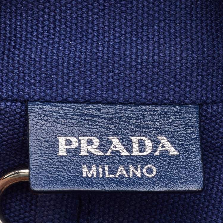 Pre Owned Prada Blue Canvas Canapa Grommet Tote 