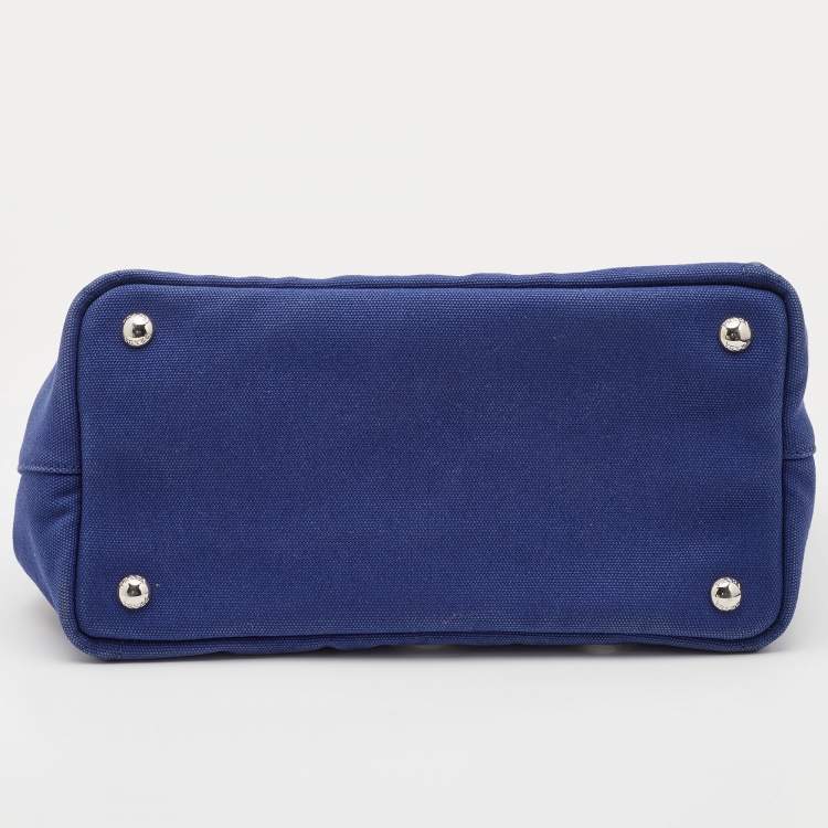 Pre Owned Prada Blue Canvas Canapa Grommet Tote 