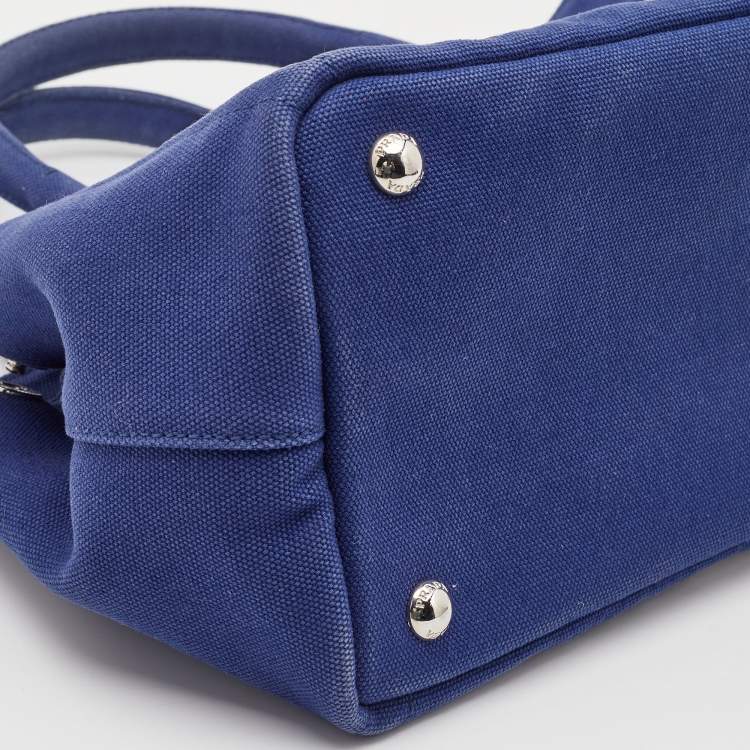 Pre Owned Prada Blue Canvas Canapa Grommet Tote 