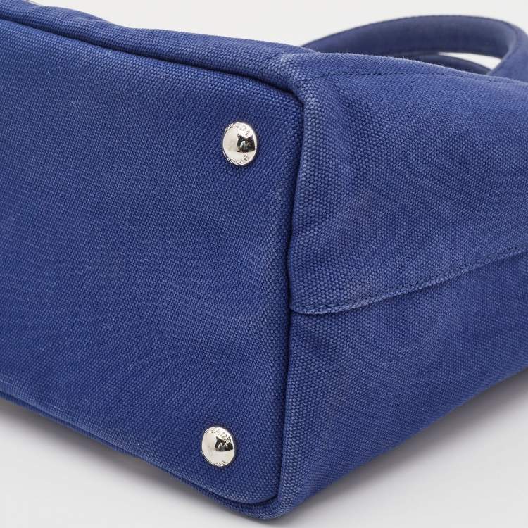 Pre Owned Prada Blue Canvas Canapa Grommet Tote 