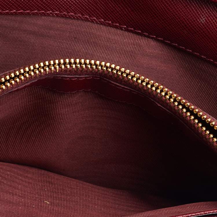 Pre Owned Prada Red Saffiano Lux Leather Flap Continental Wallet