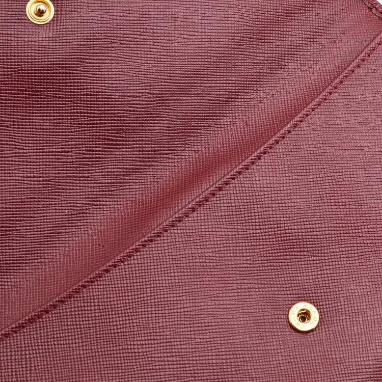 Pre Owned Prada Red Saffiano Lux Leather Flap Continental Wallet