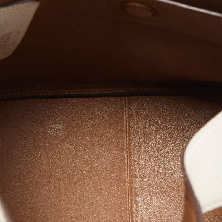 Pre Owned Prada Chalk White Leather Logo Hobo