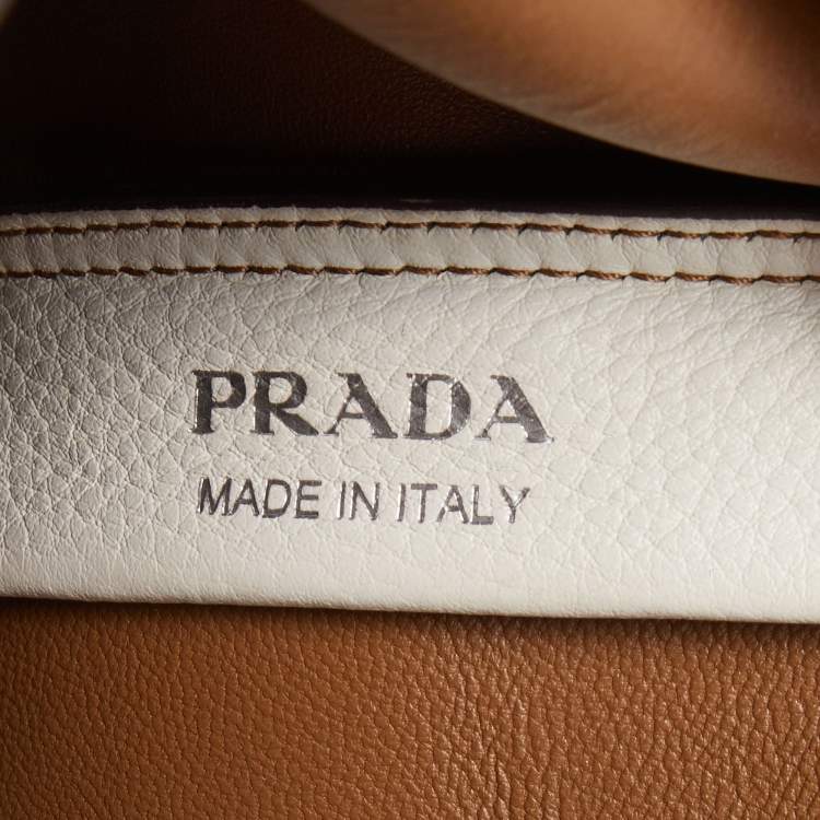 Pre Owned Prada Chalk White Leather Logo Hobo