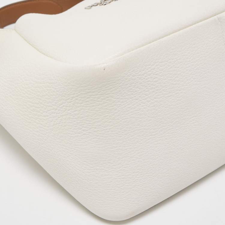 Pre Owned Prada Chalk White Leather Logo Hobo