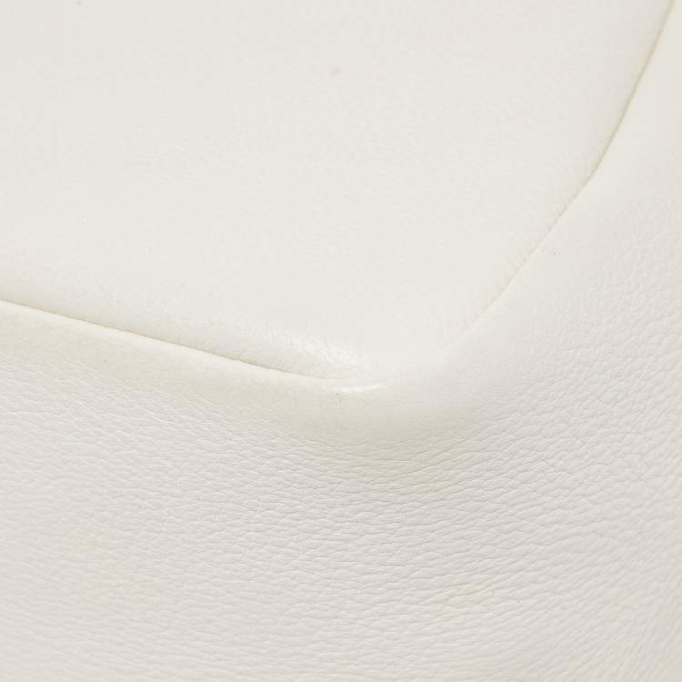 Pre Owned Prada Chalk White Leather Logo Hobo