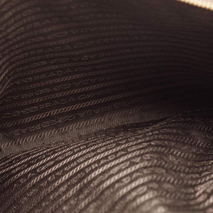 Pre Owned Prada Brown Marble Effect Patent Leather Medium Double Zip Tote
