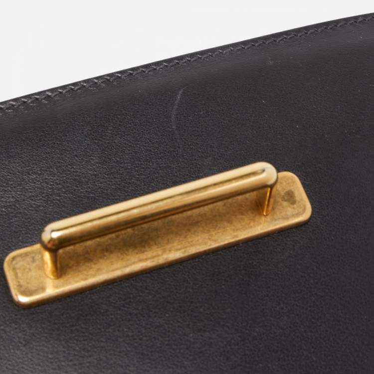 Pre Owned Prada Black/Green Leather and Lizard Cahier Shoulder Bag