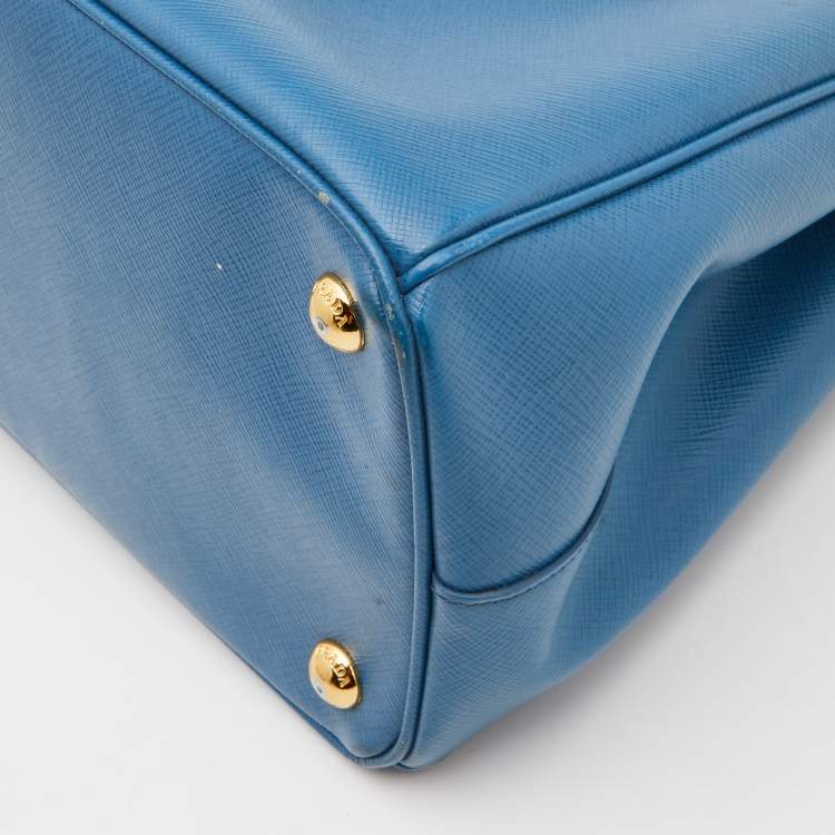 Pre Owned Prada Blue Saffiano Lux Leather Small Galleria Tote