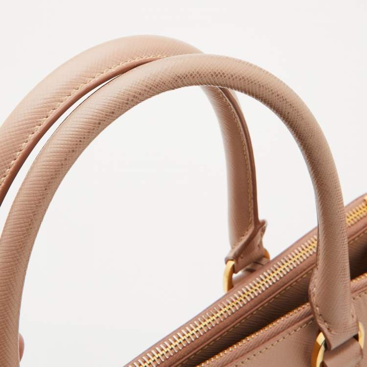 Pre Owned Prada Dusty Pink Saffiano Lux Leather Medium Galleria Tote