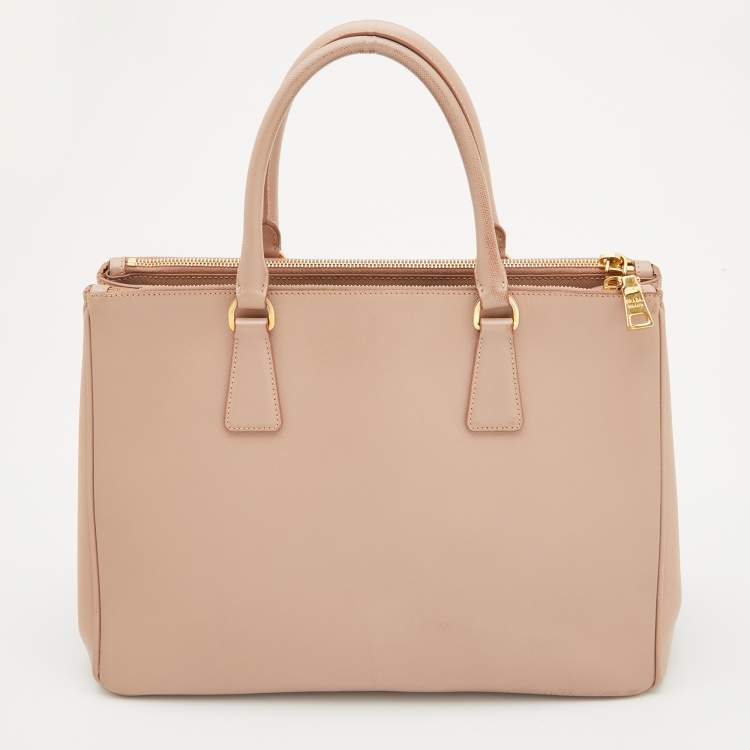 Pre Owned Prada Dusty Pink Saffiano Lux Leather Medium Galleria Tote