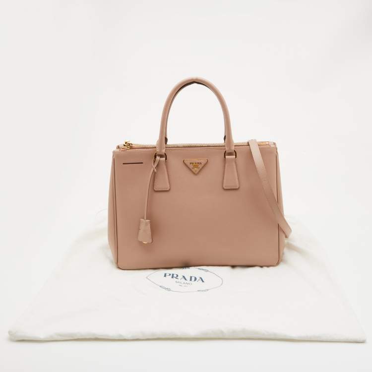 Pre Owned Prada Dusty Pink Saffiano Lux Leather Medium Galleria Tote