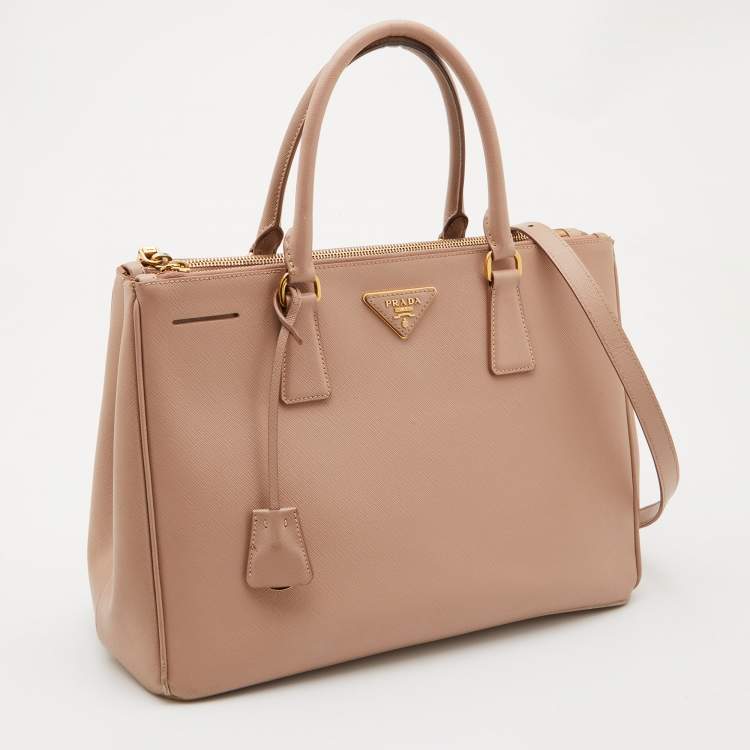 Pre Owned Prada Dusty Pink Saffiano Lux Leather Medium Galleria Tote