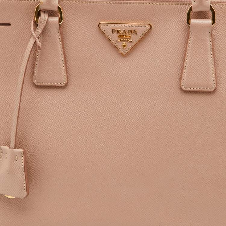 Pre Owned Prada Dusty Pink Saffiano Lux Leather Medium Galleria Tote
