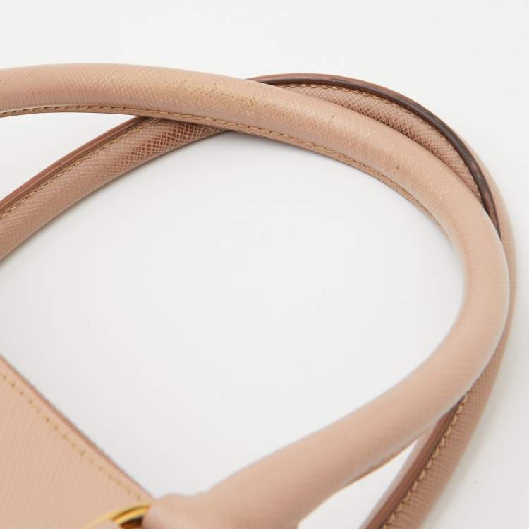 Pre Owned Prada Dusty Pink Saffiano Lux Leather Medium Galleria Tote