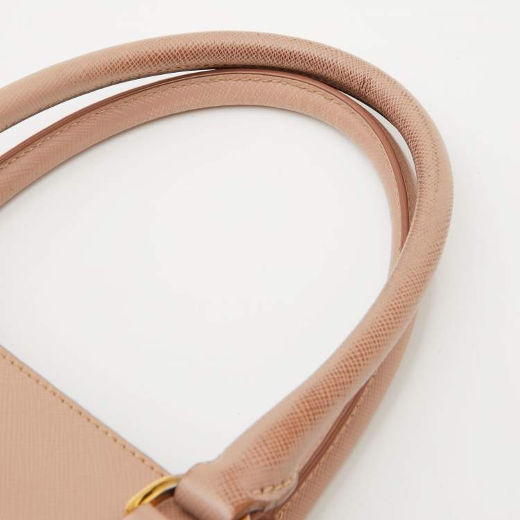 Pre Owned Prada Dusty Pink Saffiano Lux Leather Medium Galleria Tote