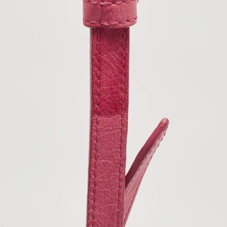 Pre Owned Prada Pink Ostrich Leather Mini Sound Top Handle Bag