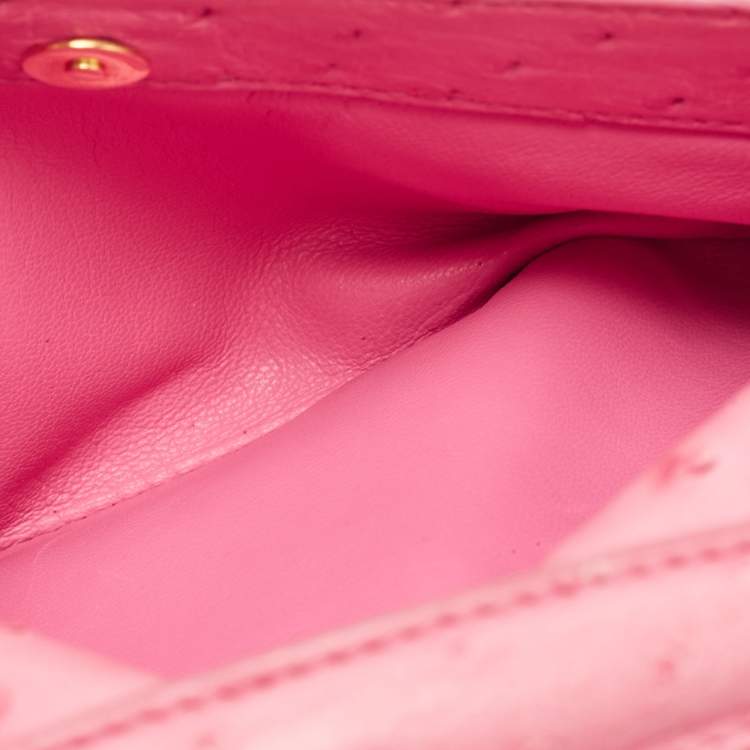 Pre Owned Prada Pink Ostrich Leather Mini Sound Top Handle Bag