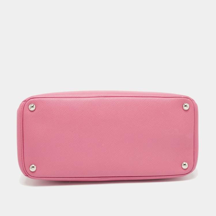 Pre Owned Prada Pink Saffiano Cuir Leather Twin Turnlock Tote
