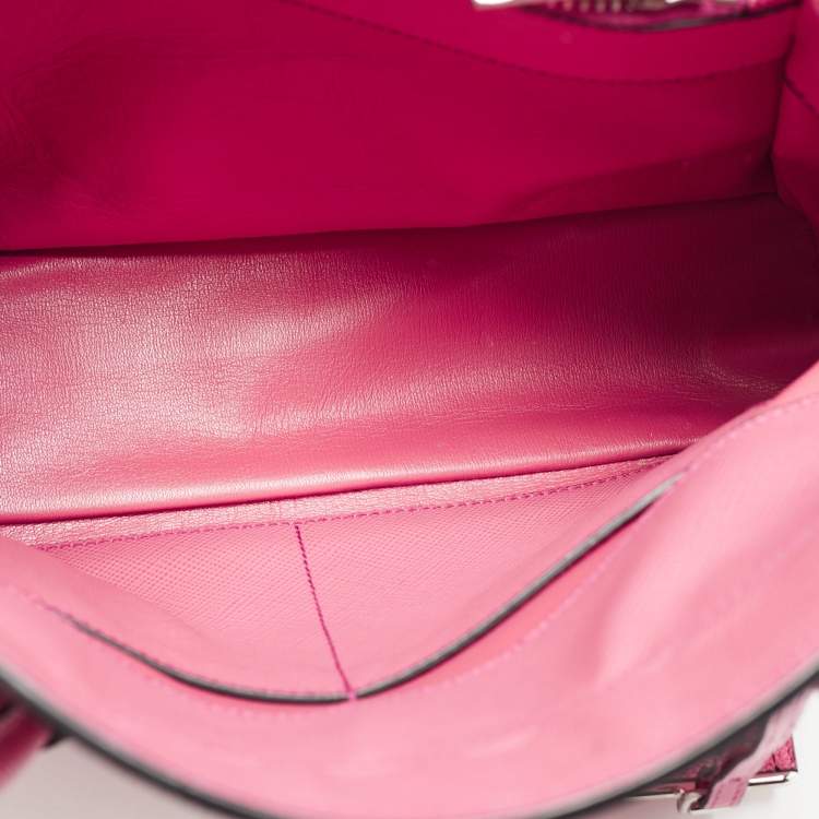 Pre Owned Prada Pink Saffiano Cuir Leather Twin Turnlock Tote