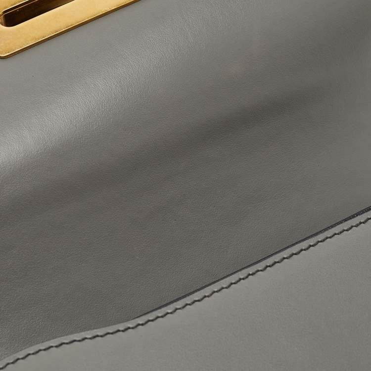 Pre Owned Prada Black/Grey Saffiano Leather Cahier Flap Shoulder Bag