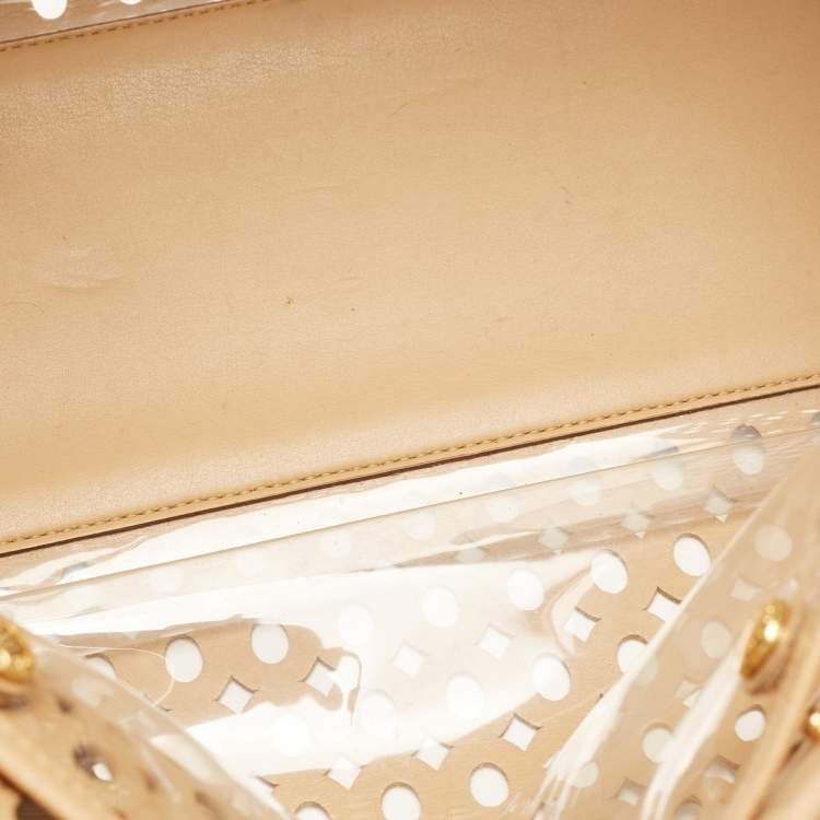 Pre Owned Prada Beige Saffiano Lux Leather Perforated Satchel