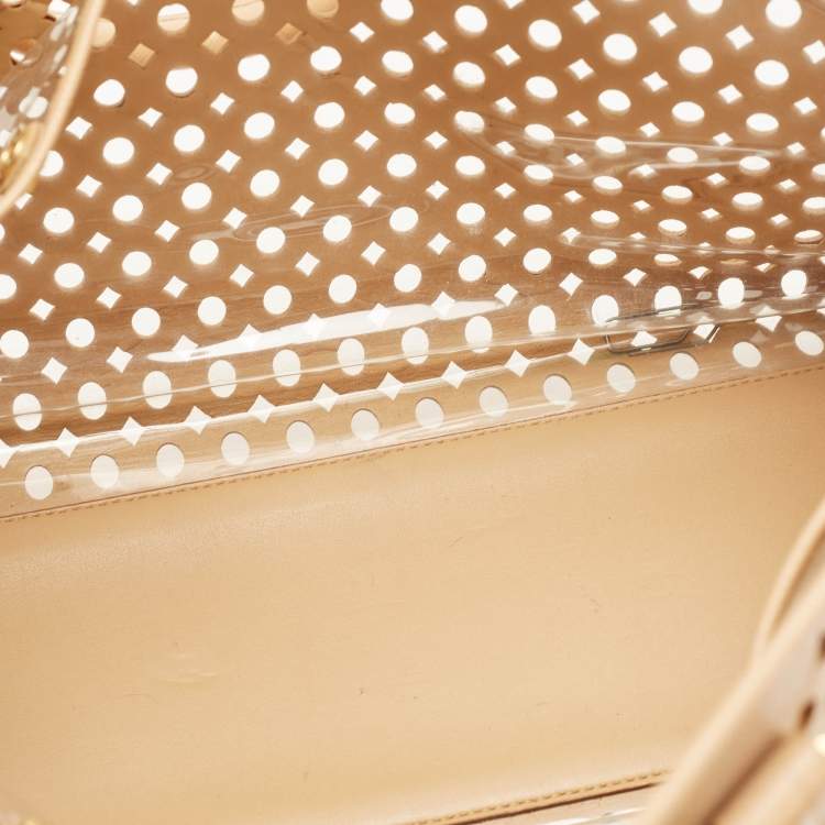 Pre Owned Prada Beige Saffiano Lux Leather Perforated Satchel