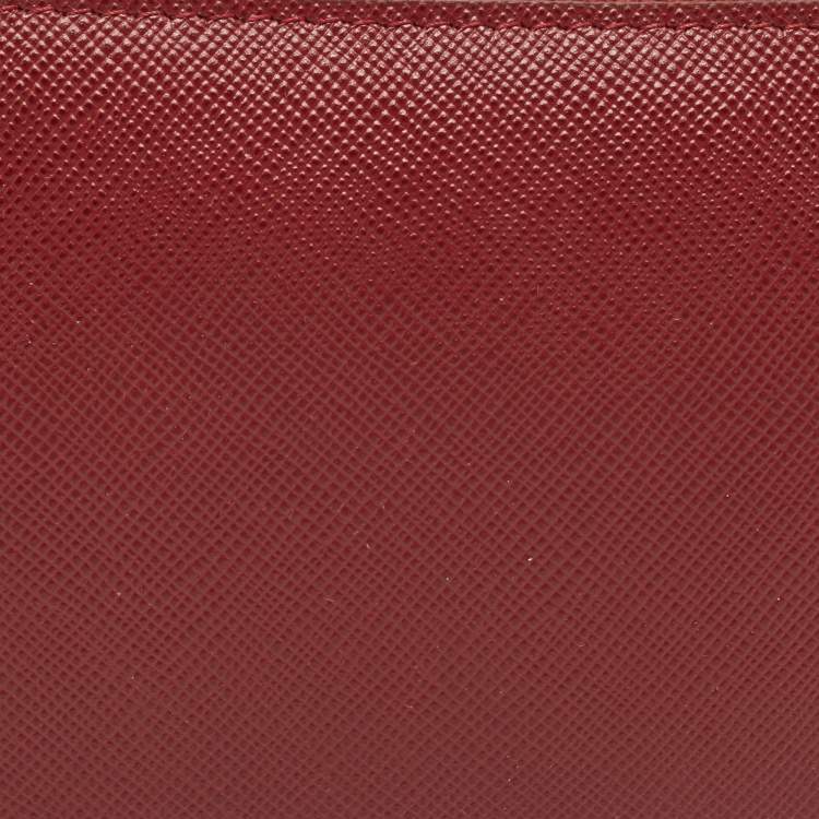 Pre Owned Prada Brown Saffiano Lux Leather Wristlet Pouch