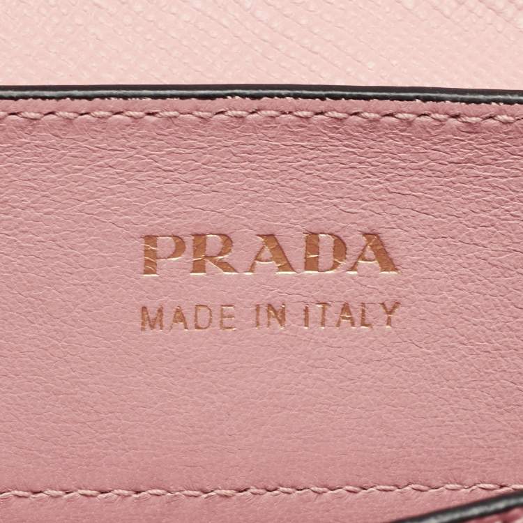 Pre Owned Prada Pink Saffiano Cuir Leather Medium Double Handle Tote