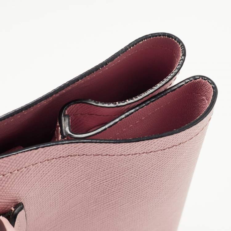 Pre Owned Prada Pink Saffiano Cuir Leather Medium Double Handle Tote