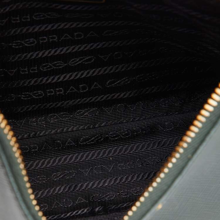 Pre Owned Prada Green Saffiano Leather Re-Edition 2005 Baguette Bag