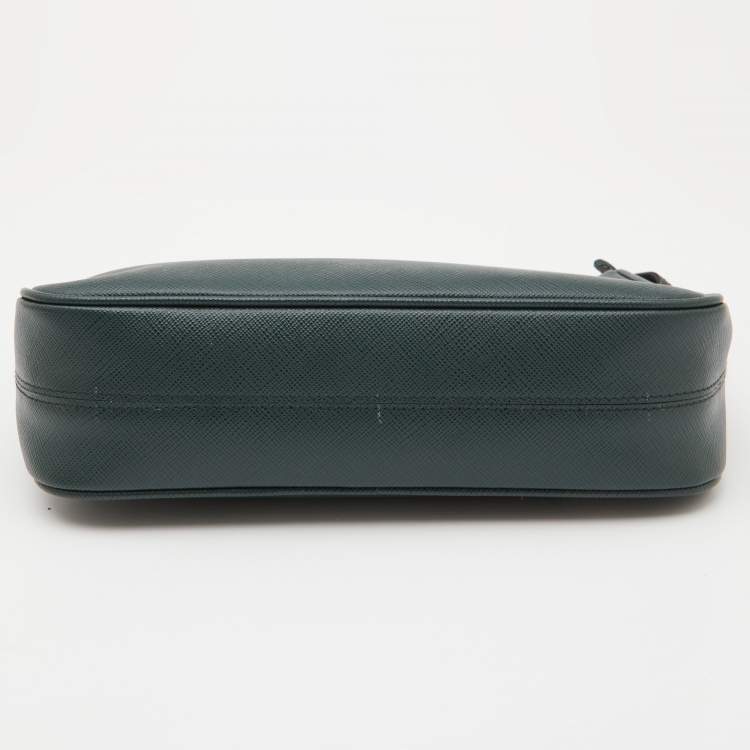 Pre Owned Prada Green Saffiano Leather Re-Edition 2005 Baguette Bag