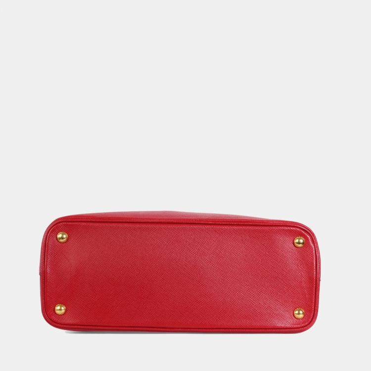 Pre Owned Prada Red Saffiano Leather Medium Dome Satchel Bag