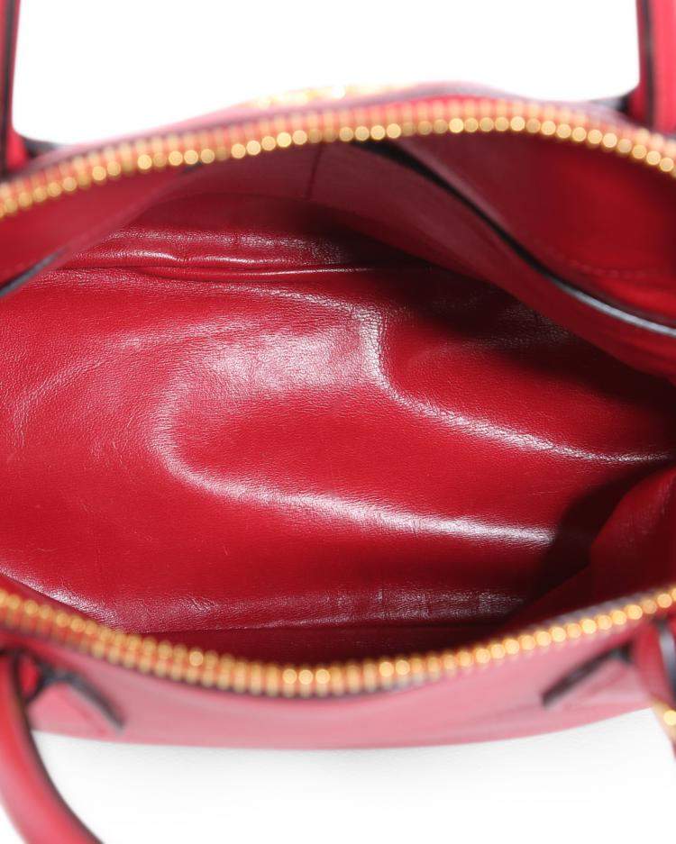 Pre Owned Prada Red Saffiano Leather Medium Dome Satchel Bag