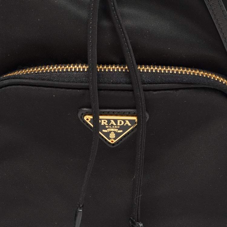 Pre Owned Prada Black Nylon Duet Bucket Shoulder Bag 