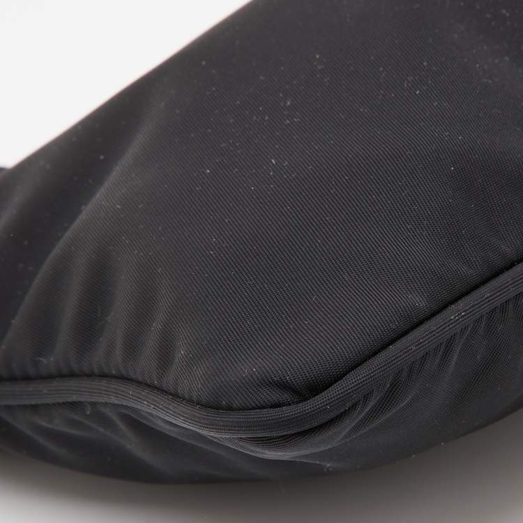 Pre Owned Prada Black Tessuto Nylon and Leather Wristlet Clutch Bag
