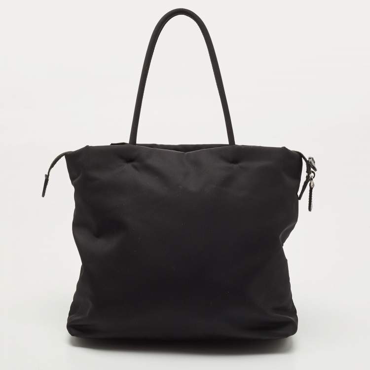 Pre Owned Prada Black Tessuto Nylon Bow Tote