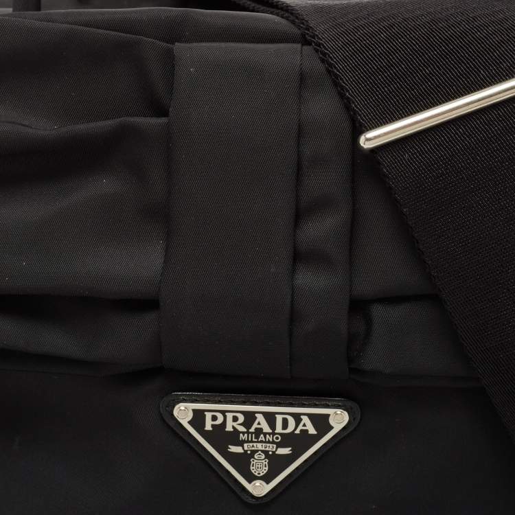 Pre Owned Prada Black Tessuto Nylon Bow Tote