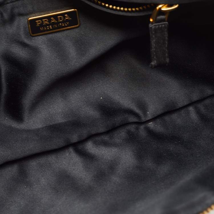 Pre Owned Prada Black Ombre Sequins Logo Chain Clutch